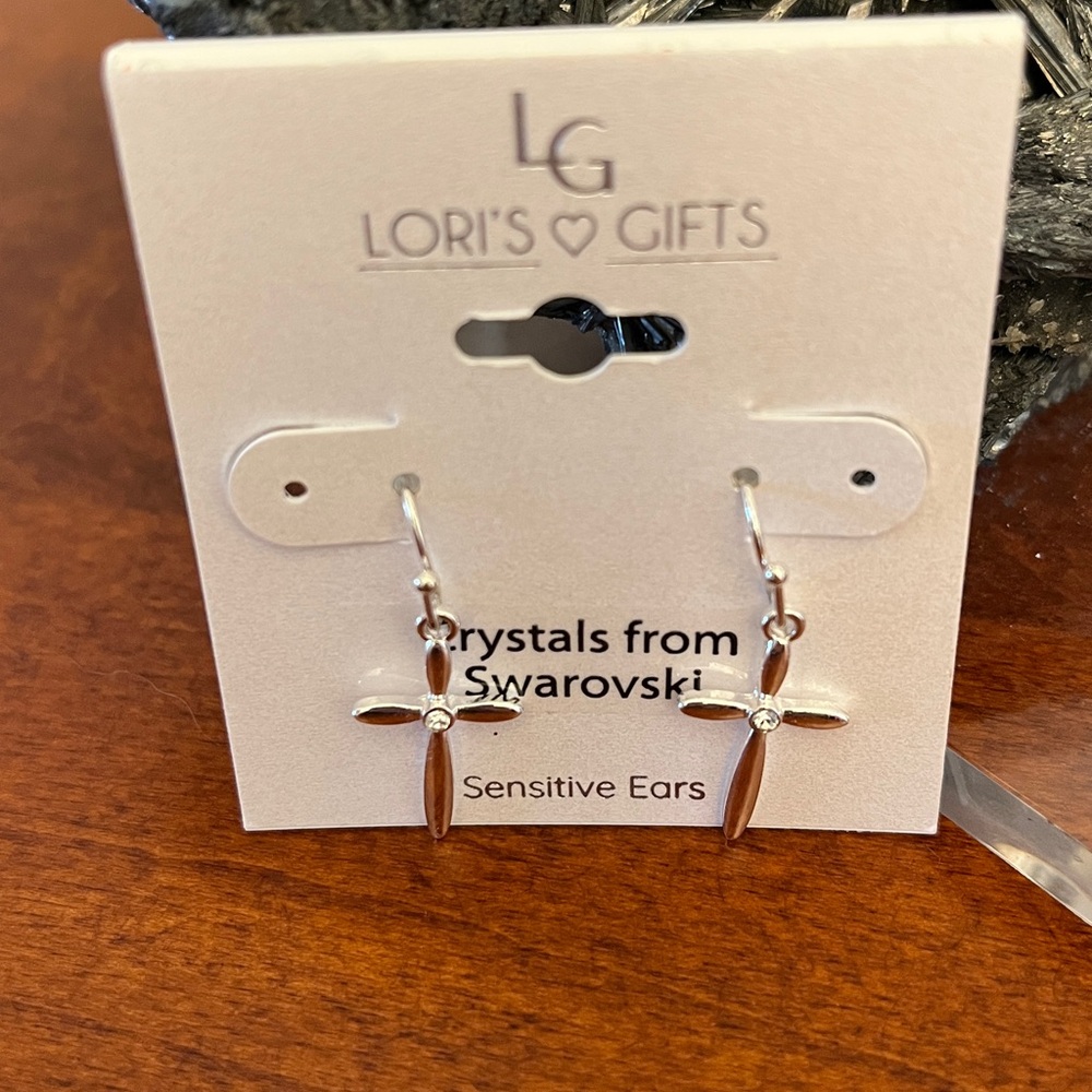 Silver Cross Earrings - Picture 3 of 3
